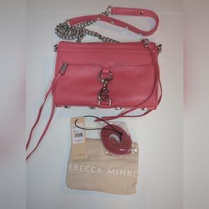 Rebecca Minkoff Mini Mac Crossbody Bag Grapefruit Silv Tone Hardware Fringe NWT